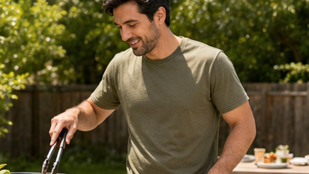 Textale blog cover: Father's Day Grilling Outfit Guide 2026: Stain-Repel Tee + Heat-Smart Layers for Dad