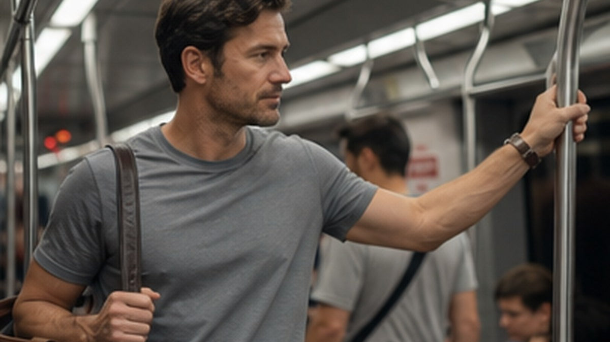 Textale blog cover: Father's Day Gift for the Commuter Dad 2026: A Wrinkle-Resistant Tee That Survives the Subway Crush