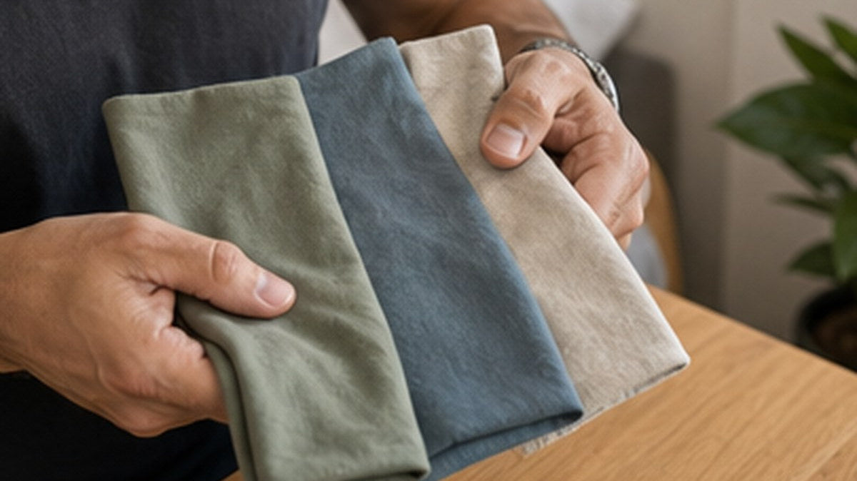 Textale blog cover: Tencel Modal vs Organic Cotton vs Merino Tee Buyer Guide