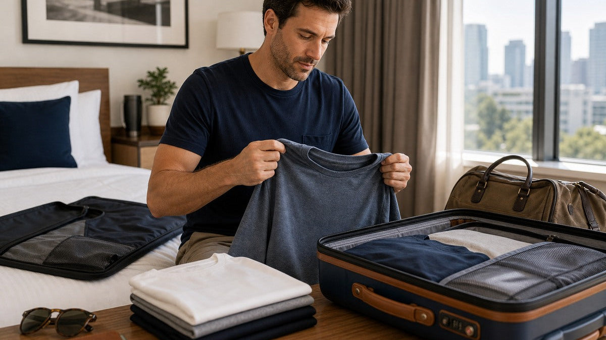 Textale editorial cover: Best Wrinkle-Resistant T-Shirts for Travel in 2026: Men's Packing Guide