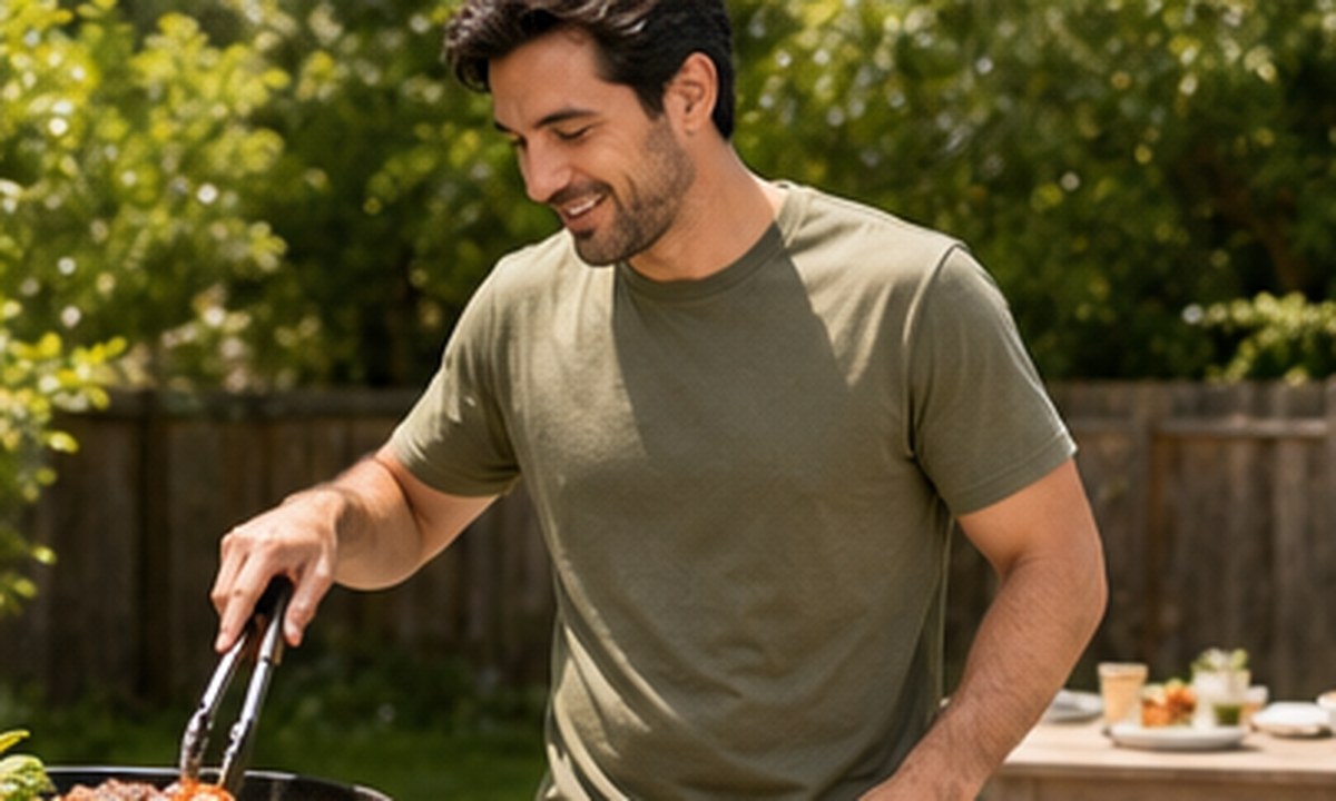 Textale blog cover: Father's Day Grilling Outfit Guide 2026: Stain-Repel Tee + Heat-Smart Layers for Dad