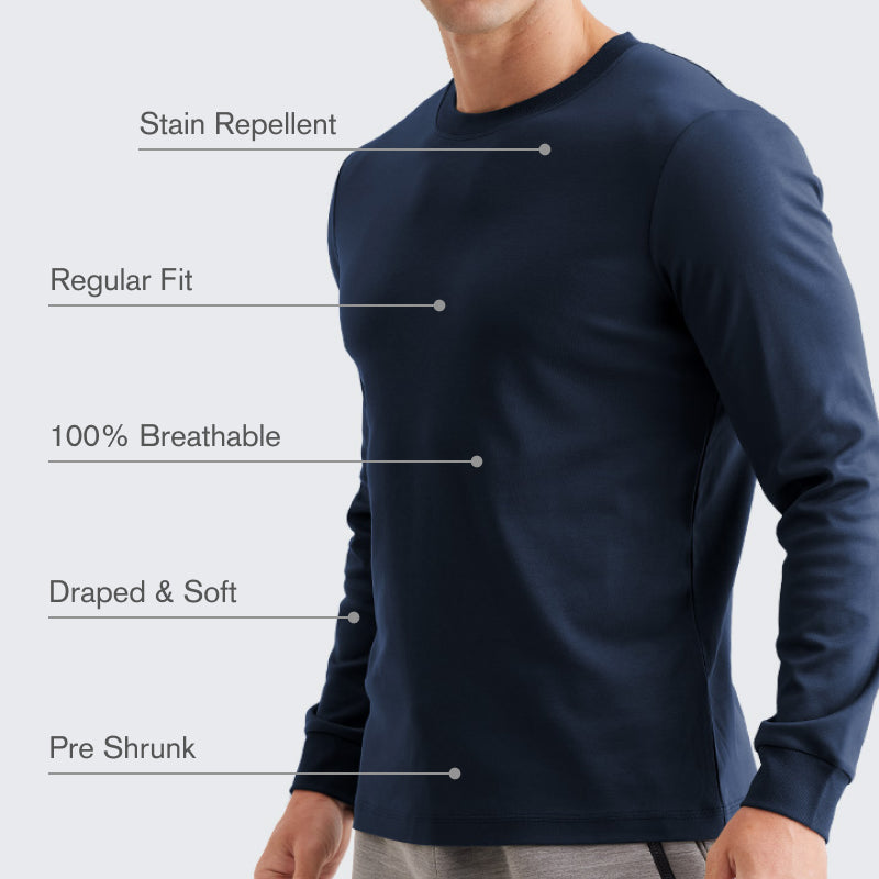 _FRESH Stain-Repel Long Sleeve Tee - Navy